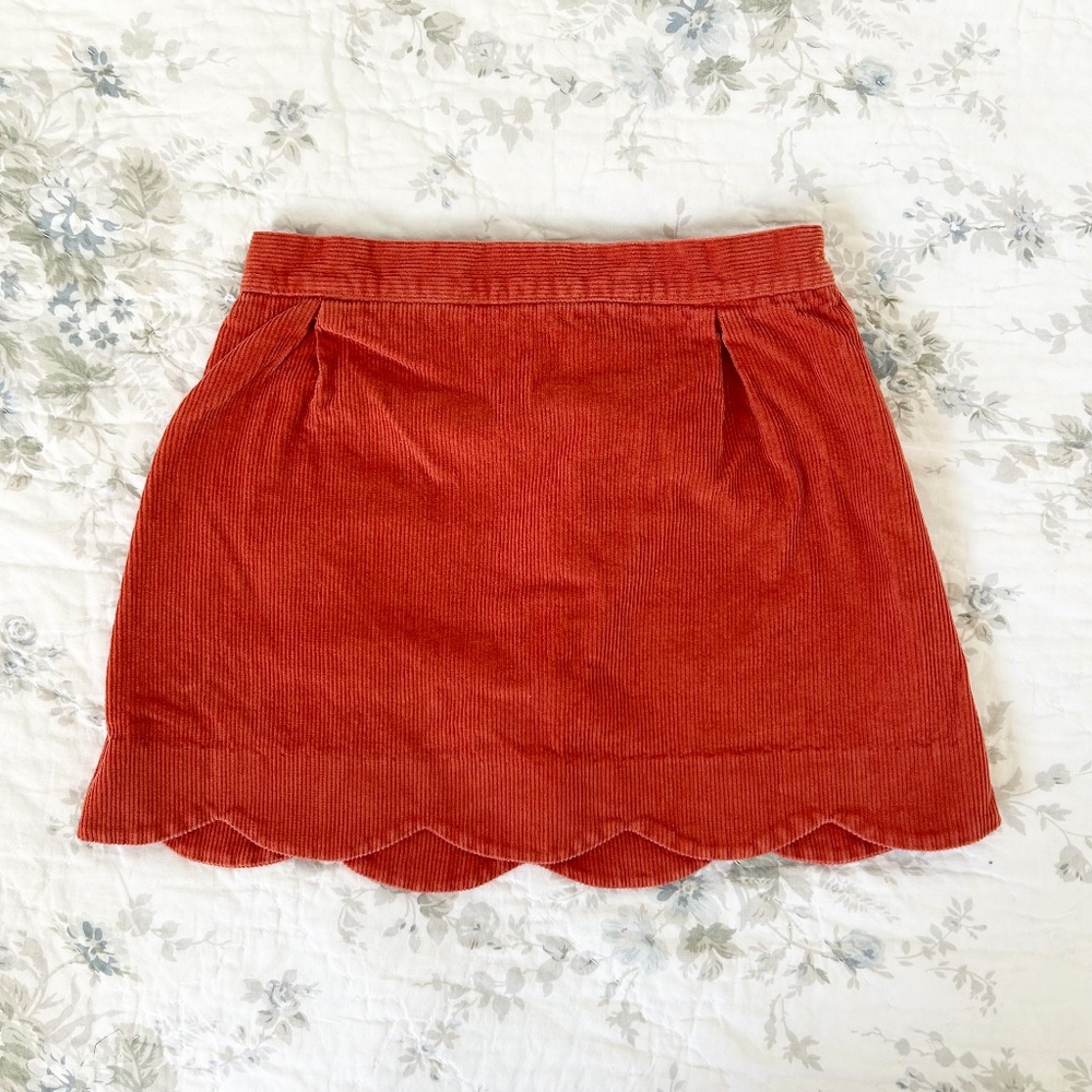 Bella Bliss Rust Corduroy Scalloped Skirt - Size 6